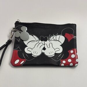 Mickey Mouse Black & Red Wristlet Pouch New 5”x 7”